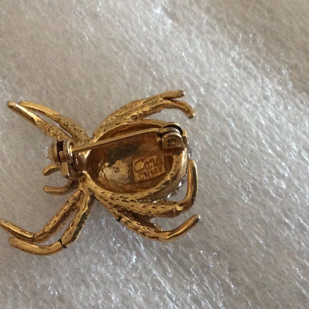 Vintage Signed Rhinestone Spider Pin - Picture 6 of 6